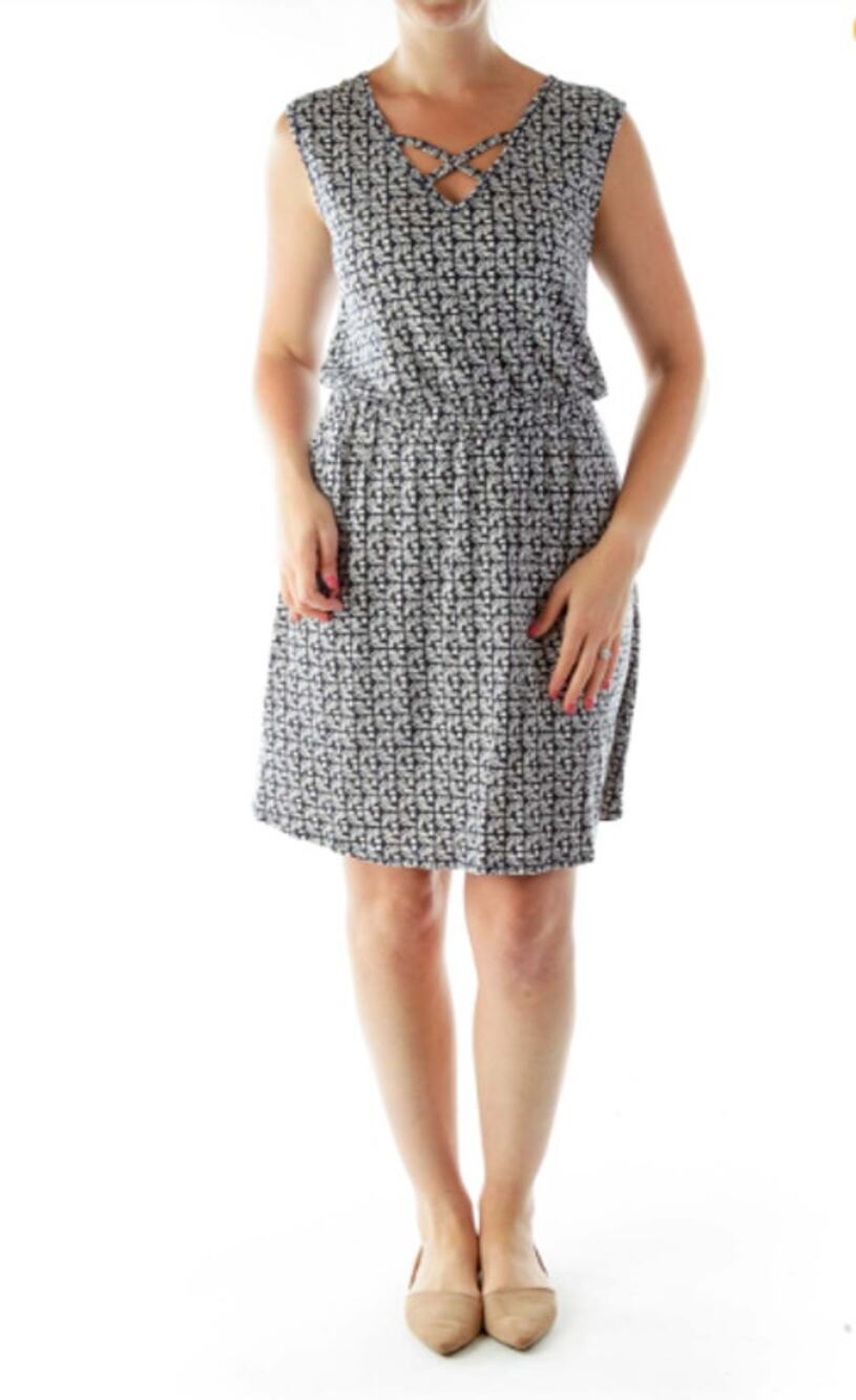 ATHLETA Encinitas Lively Stretch Jersey Silk Blend Print Dress // S